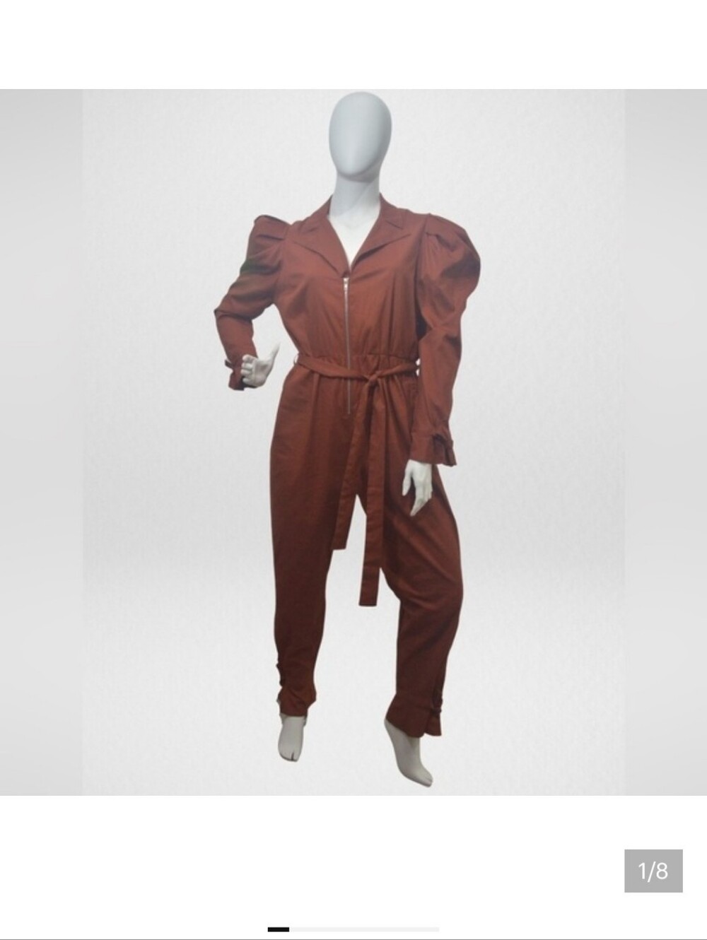 Brand New Rust Utility Jumpsuit with Waist Tie